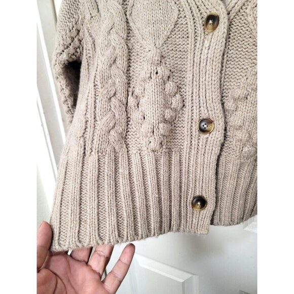 Dear John Sasha Women's Oatmeal Cable Knit Button Cardigan Sweater Size S - Picture 10 of 14